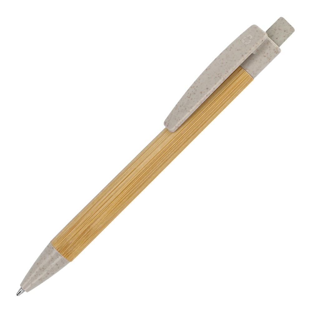 Ball pen bamboe met tarwestro - grijs
