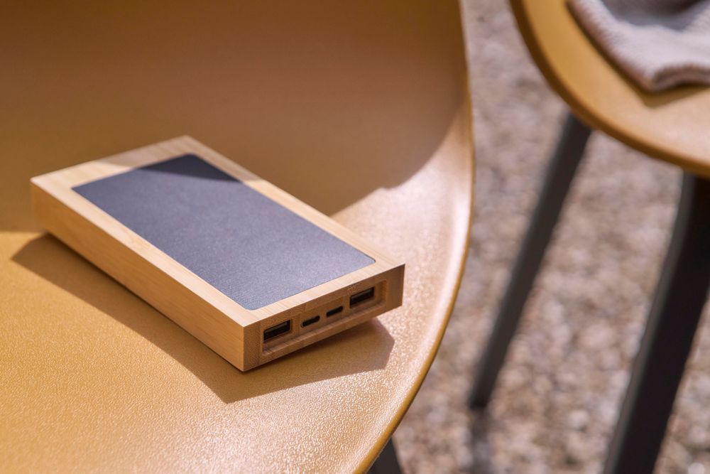 Powerbank Elz | Bamboe | Solar | 10.000 mAh