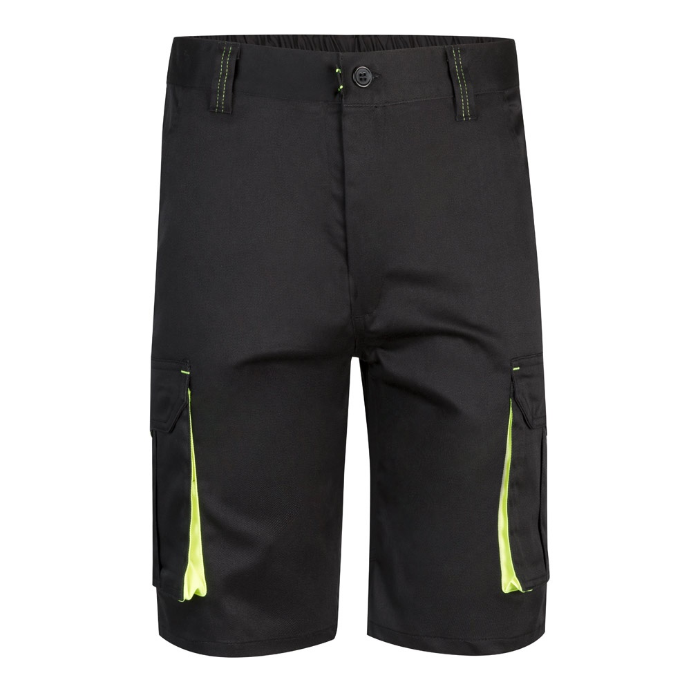 VL HEMERA. Tweekleurige stretch bermuda met meerdere zakken (240g/m²), van katoen (46%), EME (38%) en polyester (16%)