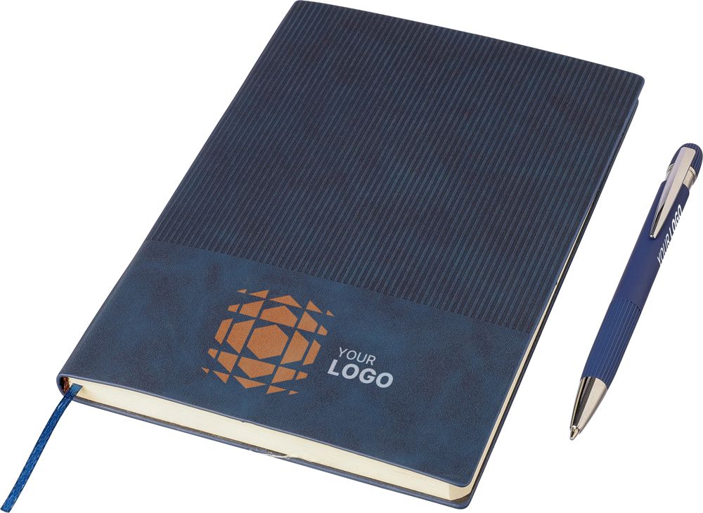 Gerecycled PU-notitieboek (A5) en balpenset Tarek