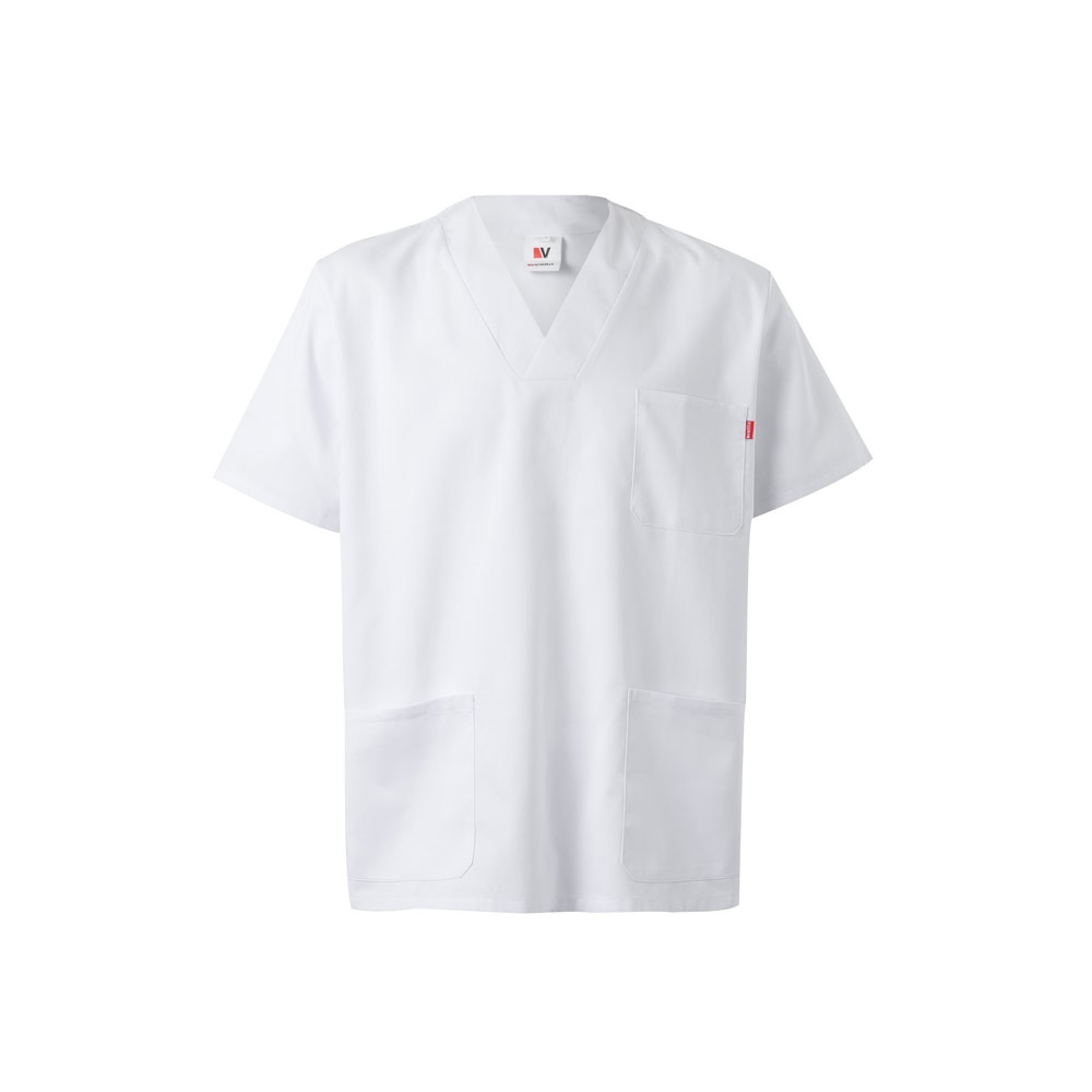 VL TLALOC. Tuniek van keperstof (190g/m²) met korte mouwen, van polyester (65%) en katoen (35%) - Wit