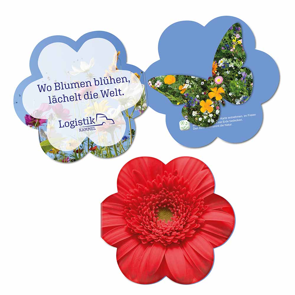 Zaadpapier in bloemen vouwkaart - individueel