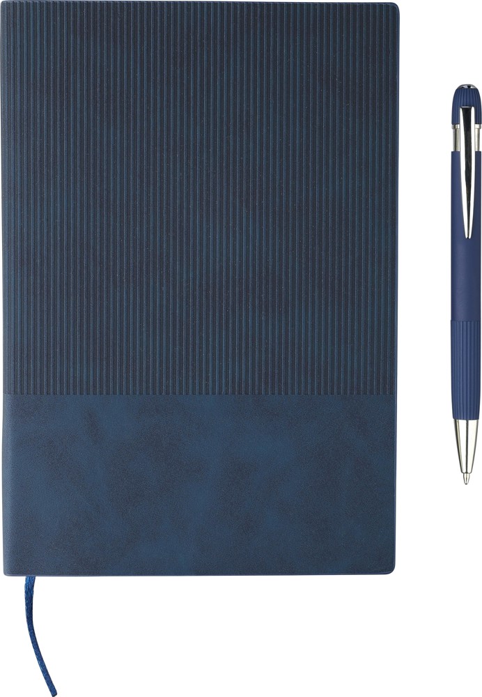 Gerecycled PU-notitieboek (A5) en balpenset Tarek