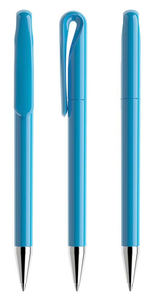 Prodir DS1TPC Polished with Chrome Metal Nose-Cone - Cyan Blue polished