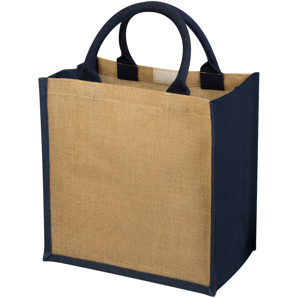 Chennai jute draagtas 16L - Natuur, Marineblauw