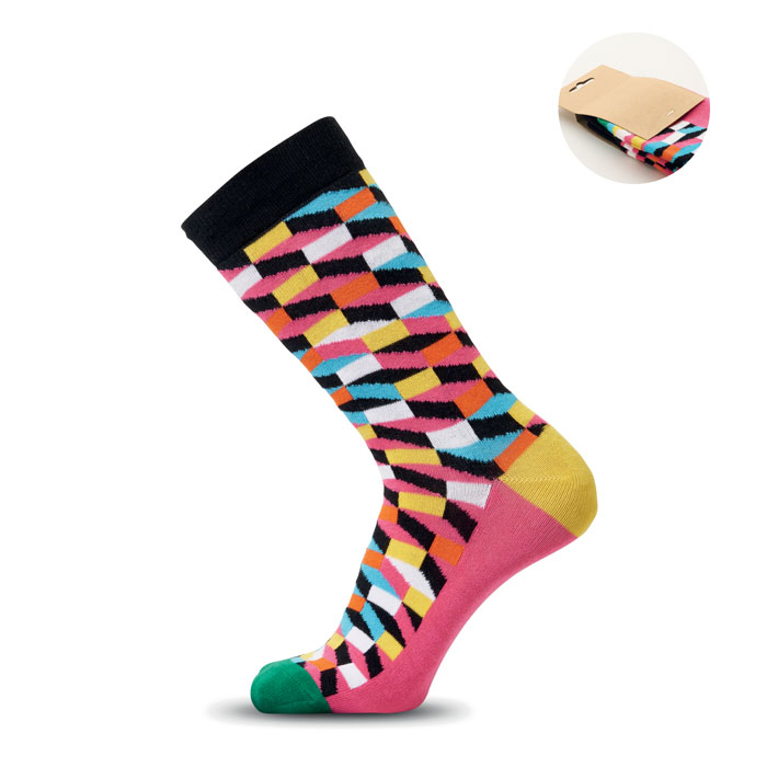 FUNNY M - Sokken met een grappig patroon - fuchsia
