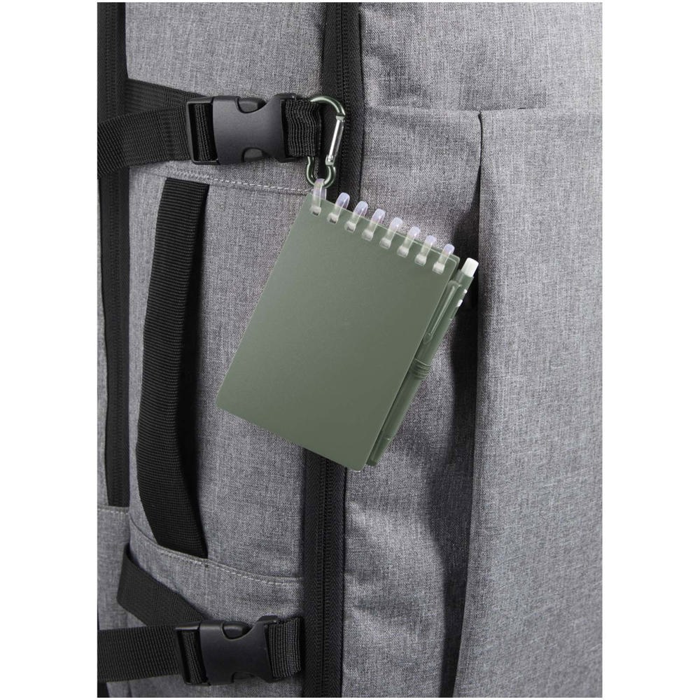 Lig Mini gerecycleerd outdoor notitieboek met zachte kaft en balpen (zwarte inkt)