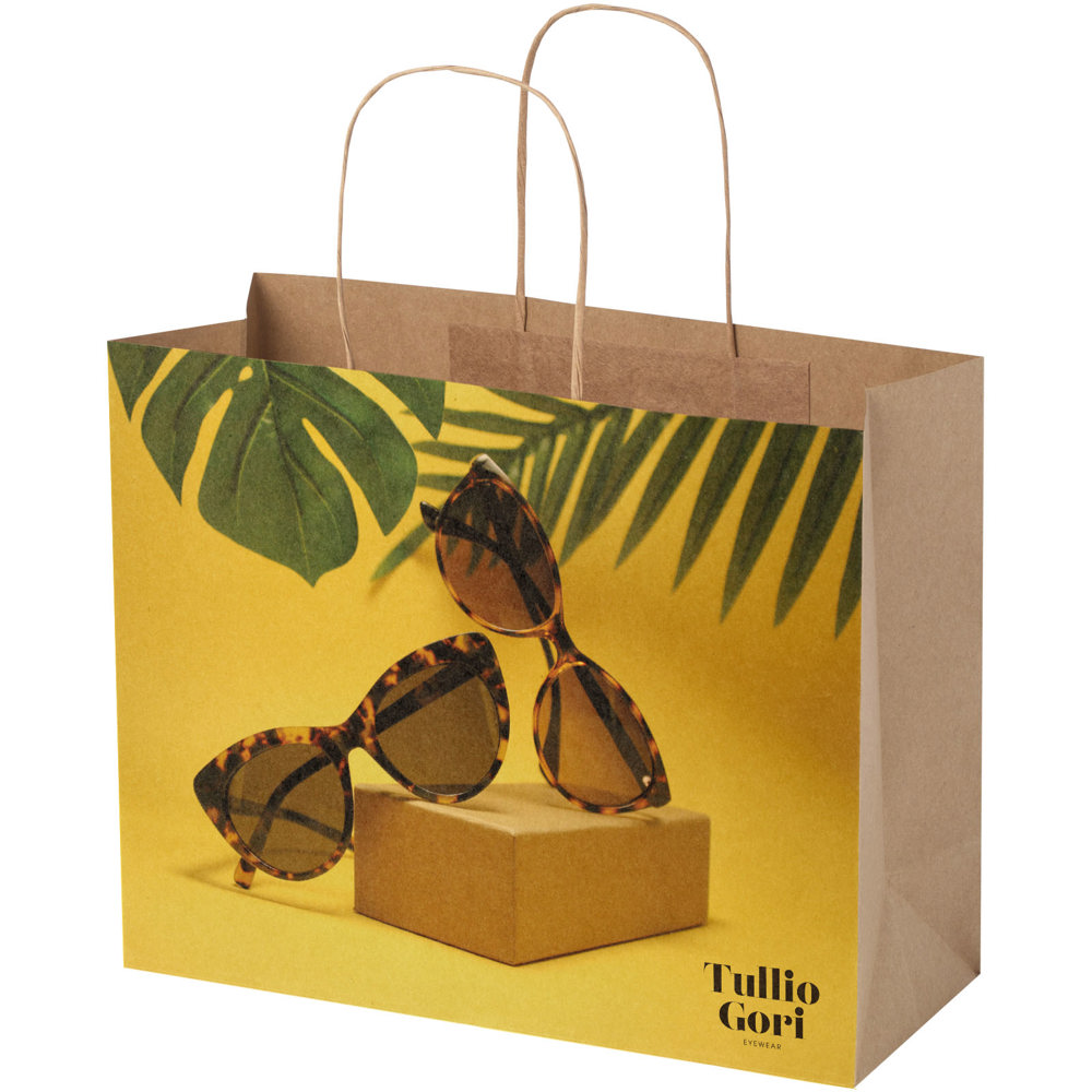 Papieren tas 120 g/m2 gemaakt van kraftpapier met gedraaide handvaten - 31 x 12 x 25 cm - Kraftbruin