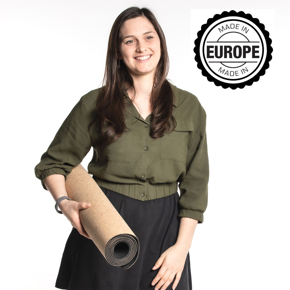 Yogamat kurk natuur + EPDM - "Made in Europe"