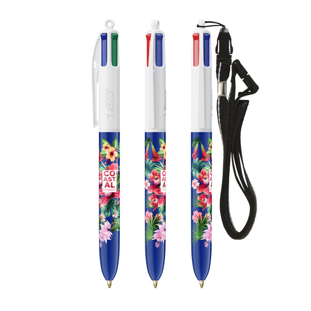 BIC® 4 Colours® ballpen + lanyard