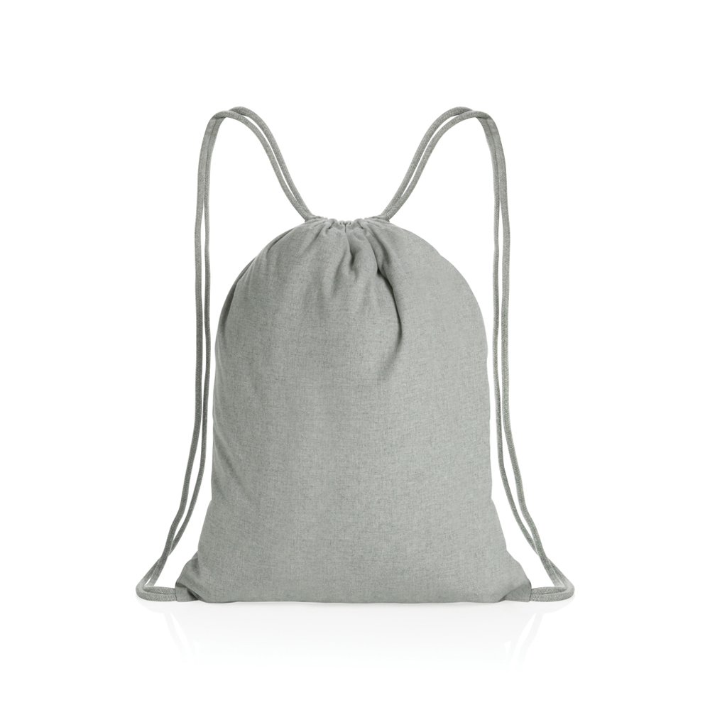 Impact AWARE™ gerecycled katoenen rugzak met trekkoord 145gr - grijs (± PMS Grey)