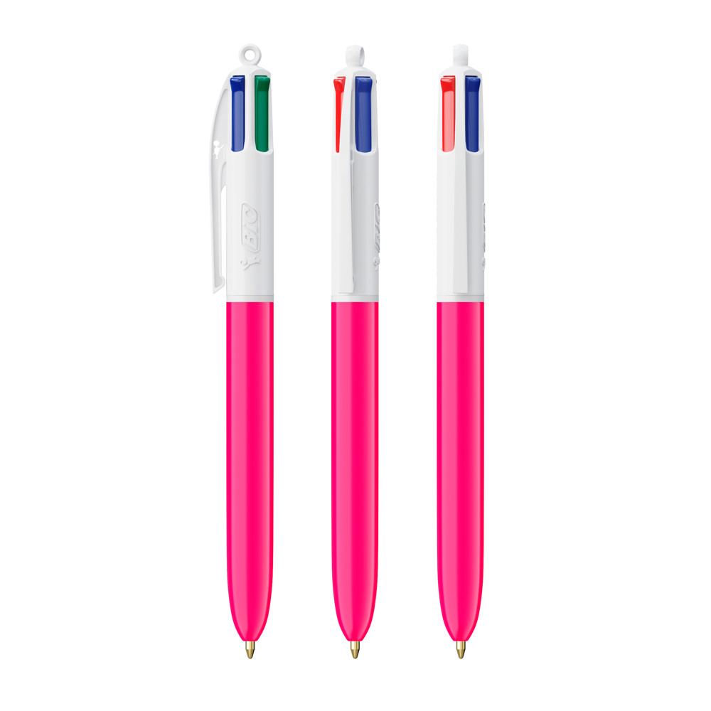 BIC® 4 Colours® ballpen - Wit - roze