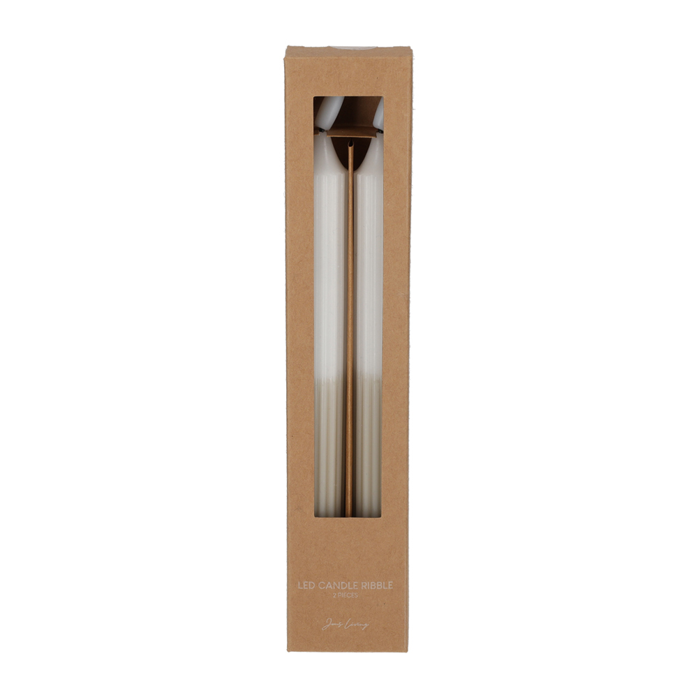 JENS Living LED Dinerkaars Ribbel Wit/Taupe /2