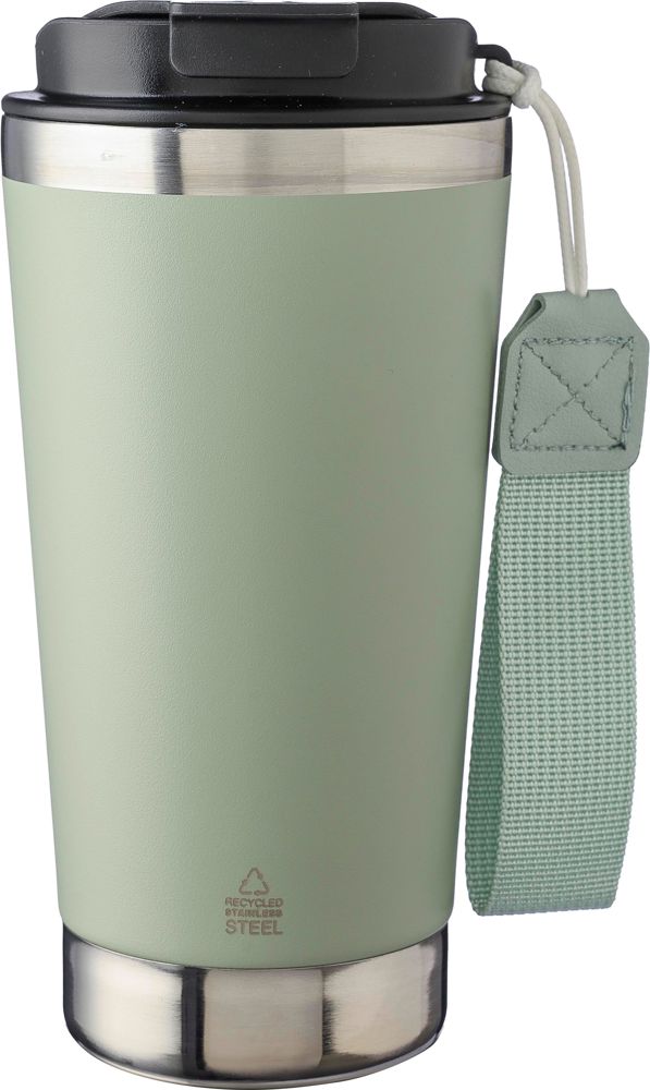Dubbelwandige thermosbeker Kayla | Gerecycled | 500 ml - pastel groen