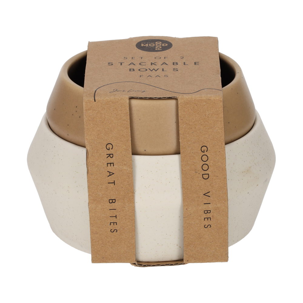 JENS Living Stapel Schaaltjes Faas Wit/Taupe