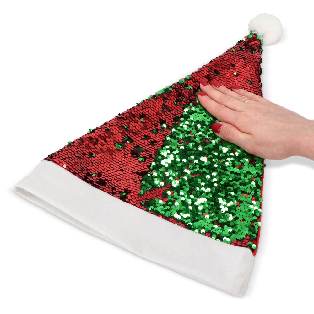 Tweekleurige pailletten kerstmuts