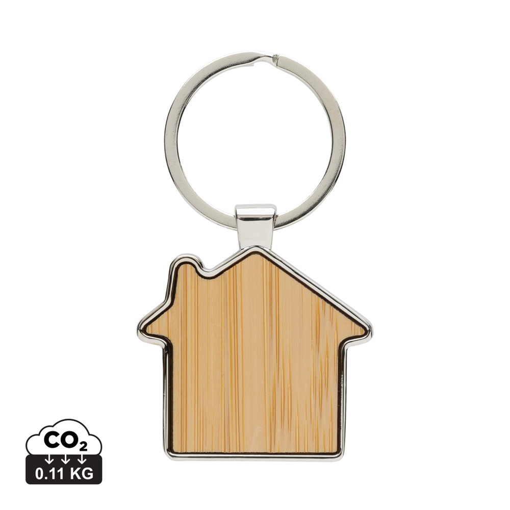RCS huissleutelhanger van gerecycled zinc alloy met bamboe
