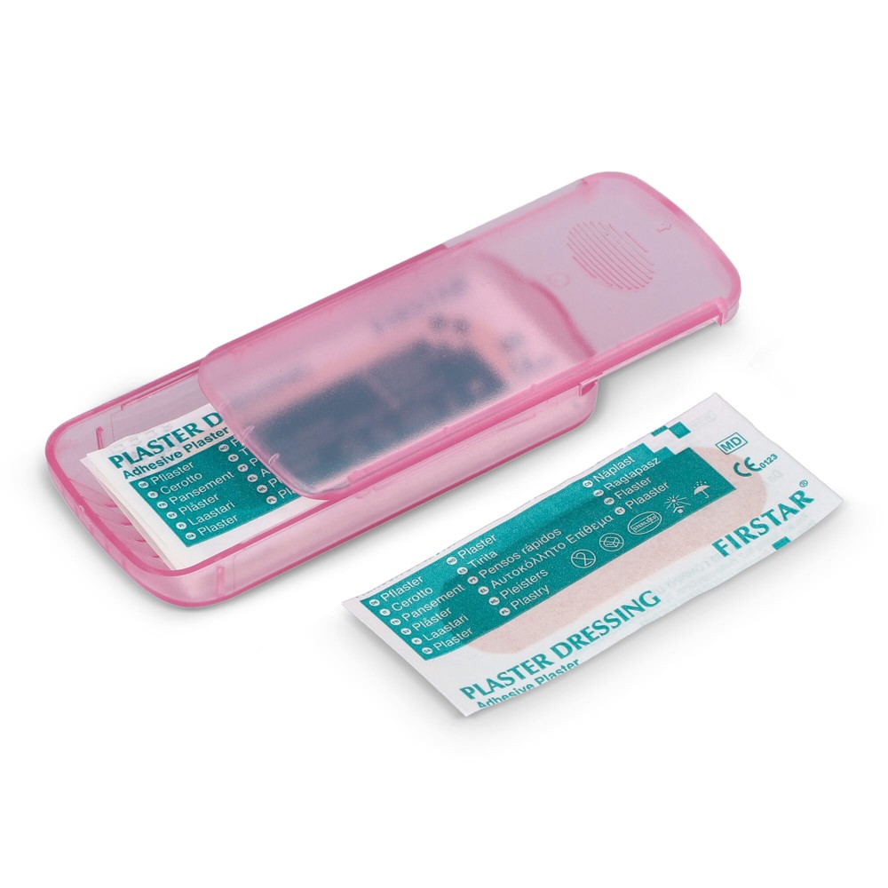 Pleistersdoosje met 5 PE-pleisters (56 × 18 mm) - roze