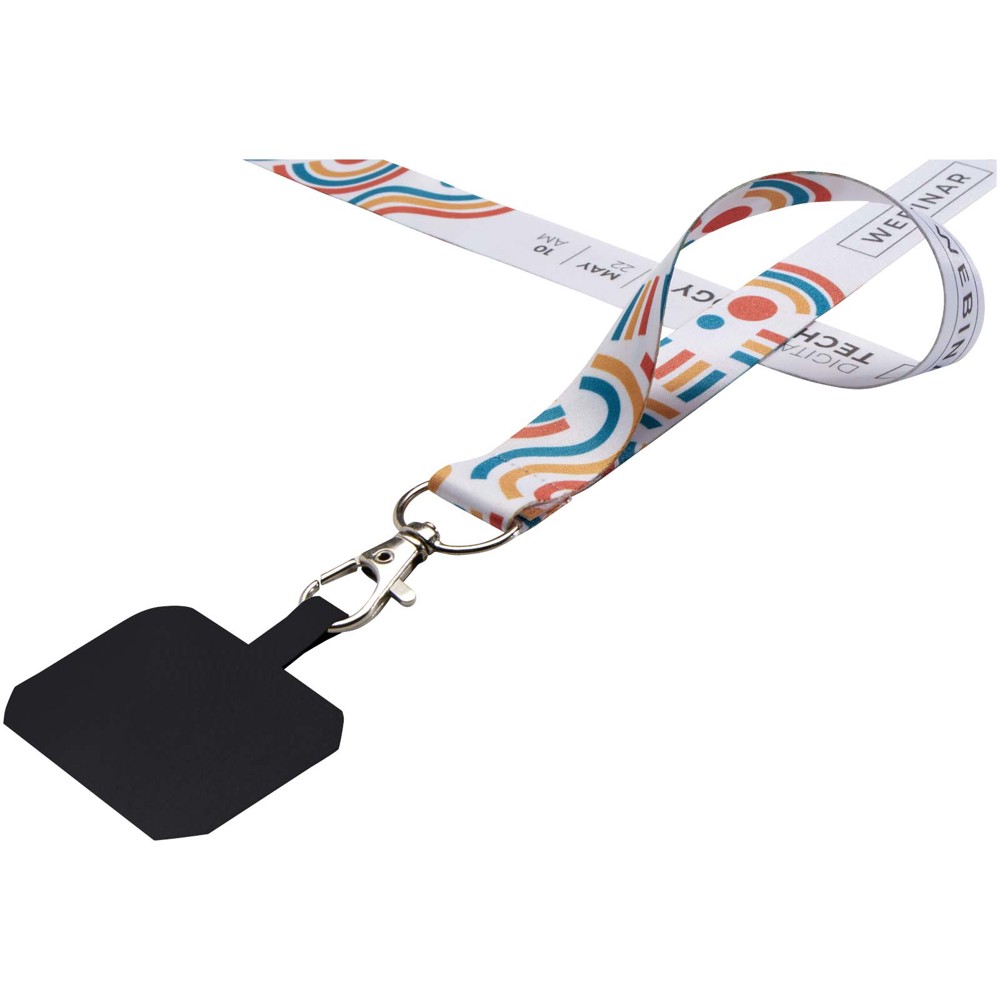 Addie sublimatie lanyard met telefoonhouder en veiligheidssluiting
