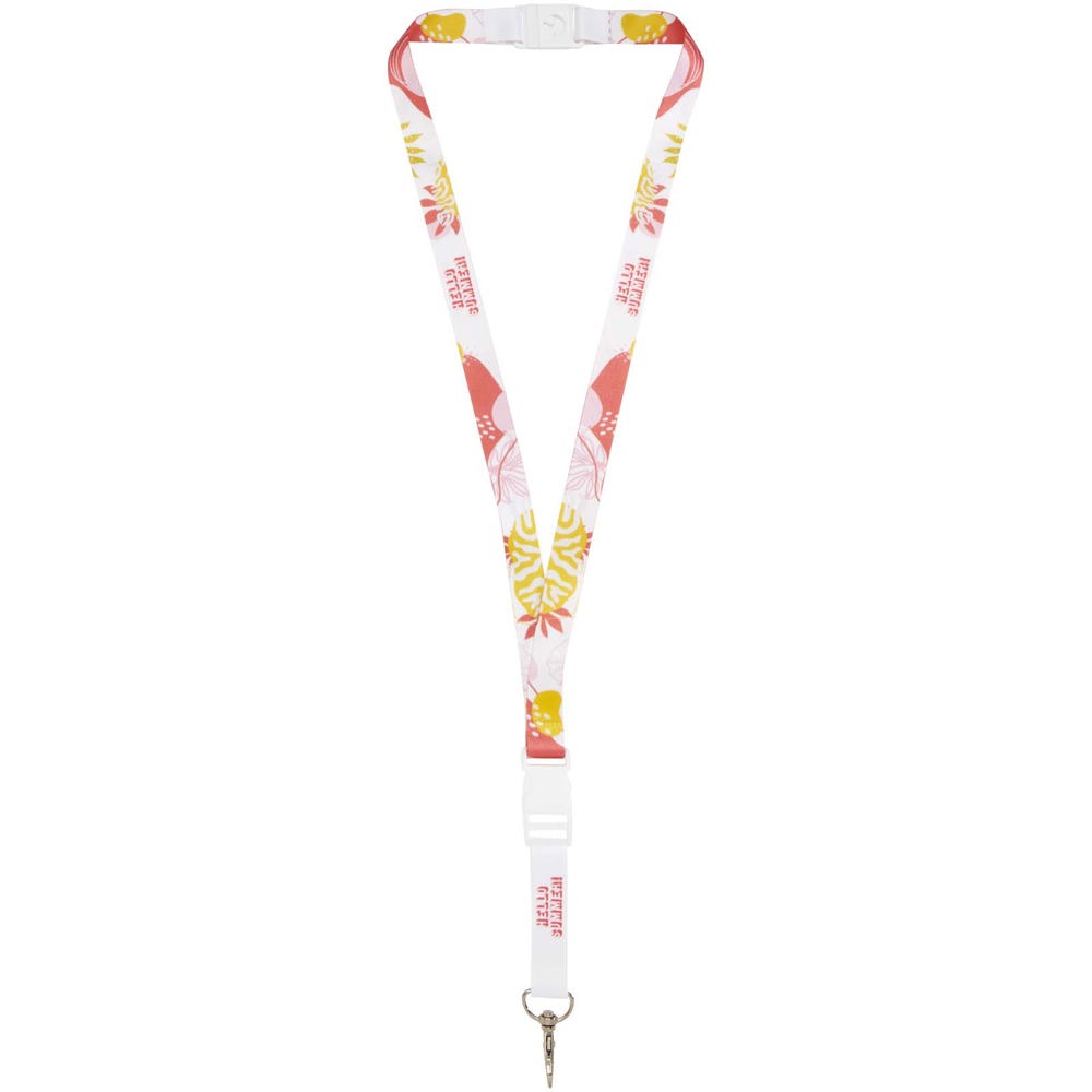 Balta sublimatie lanyard met safety breakaway sluiting en gesp - Wit, Wit