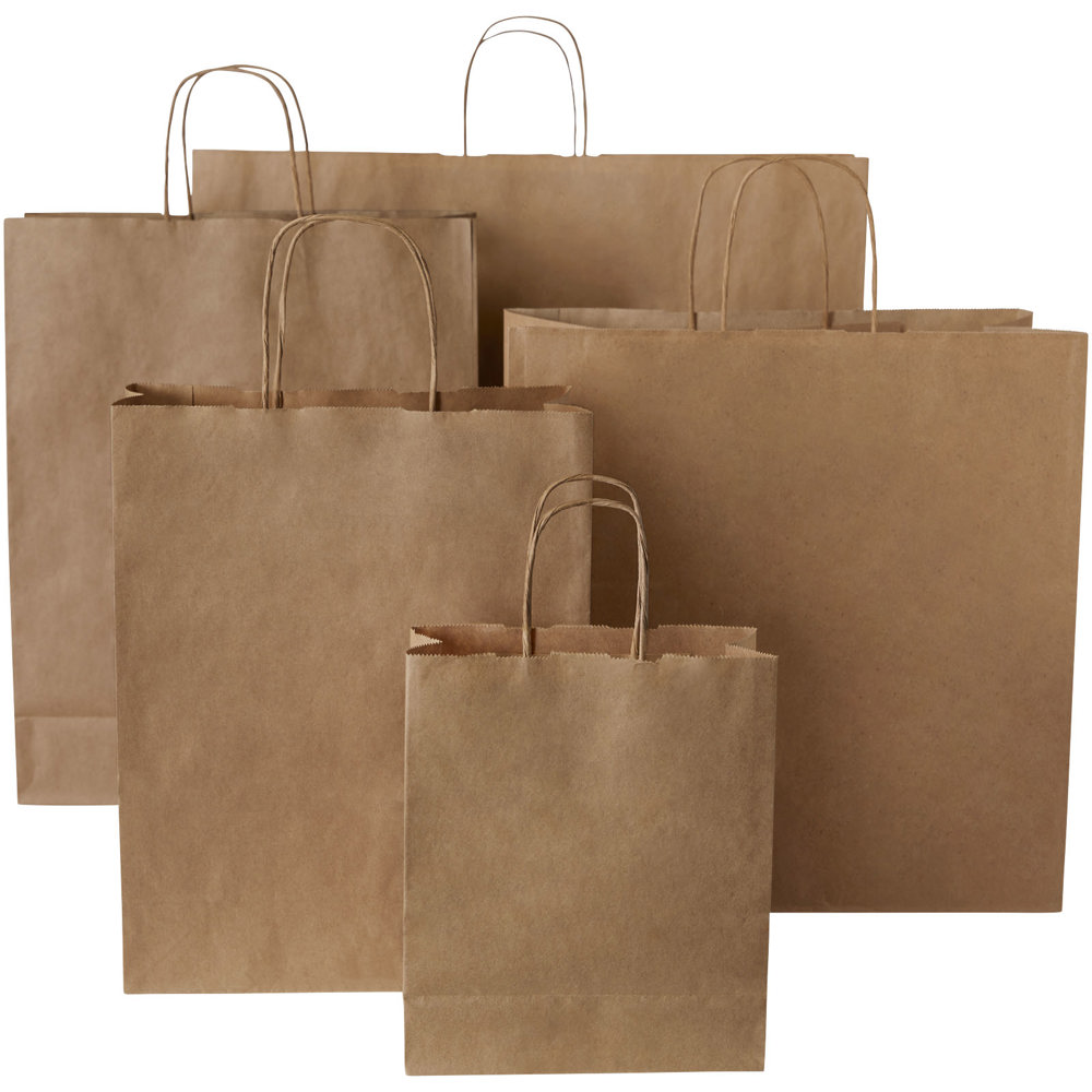Papieren tas 80 g/m2 gemaakt van kraftpapier met gedraaide handgrepen - 18 x 8 x 21 cm