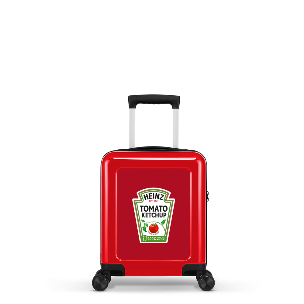STICKERCASE® 14" Handbagage mini rood - met gepersonaliseerde sticker en/of individuele namen