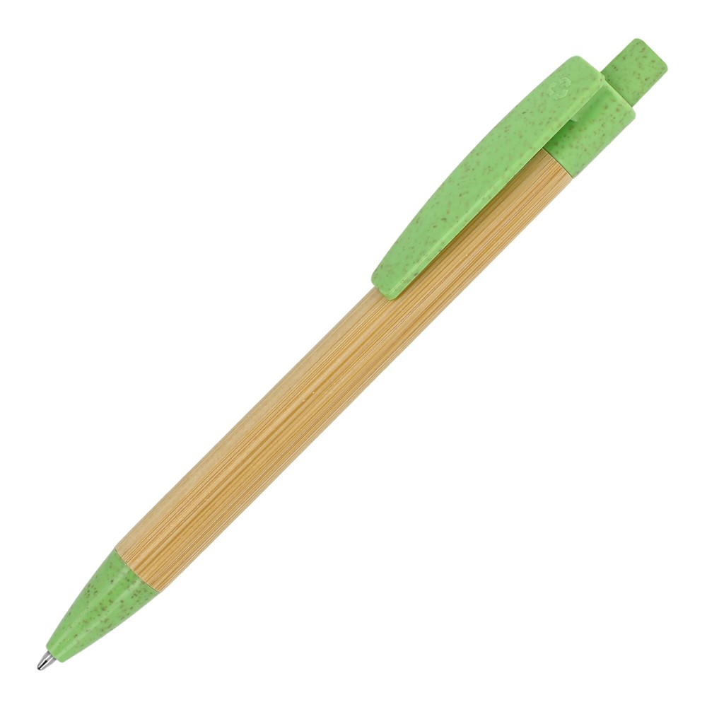 Ball pen bamboe met tarwestro - groen
