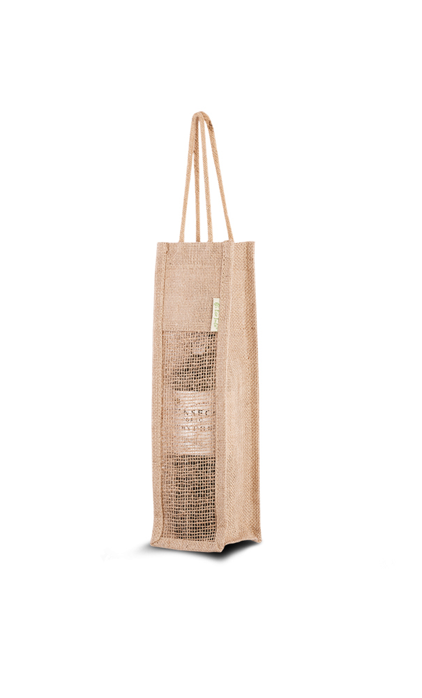 Jute wijntas Mesh 1 fles
