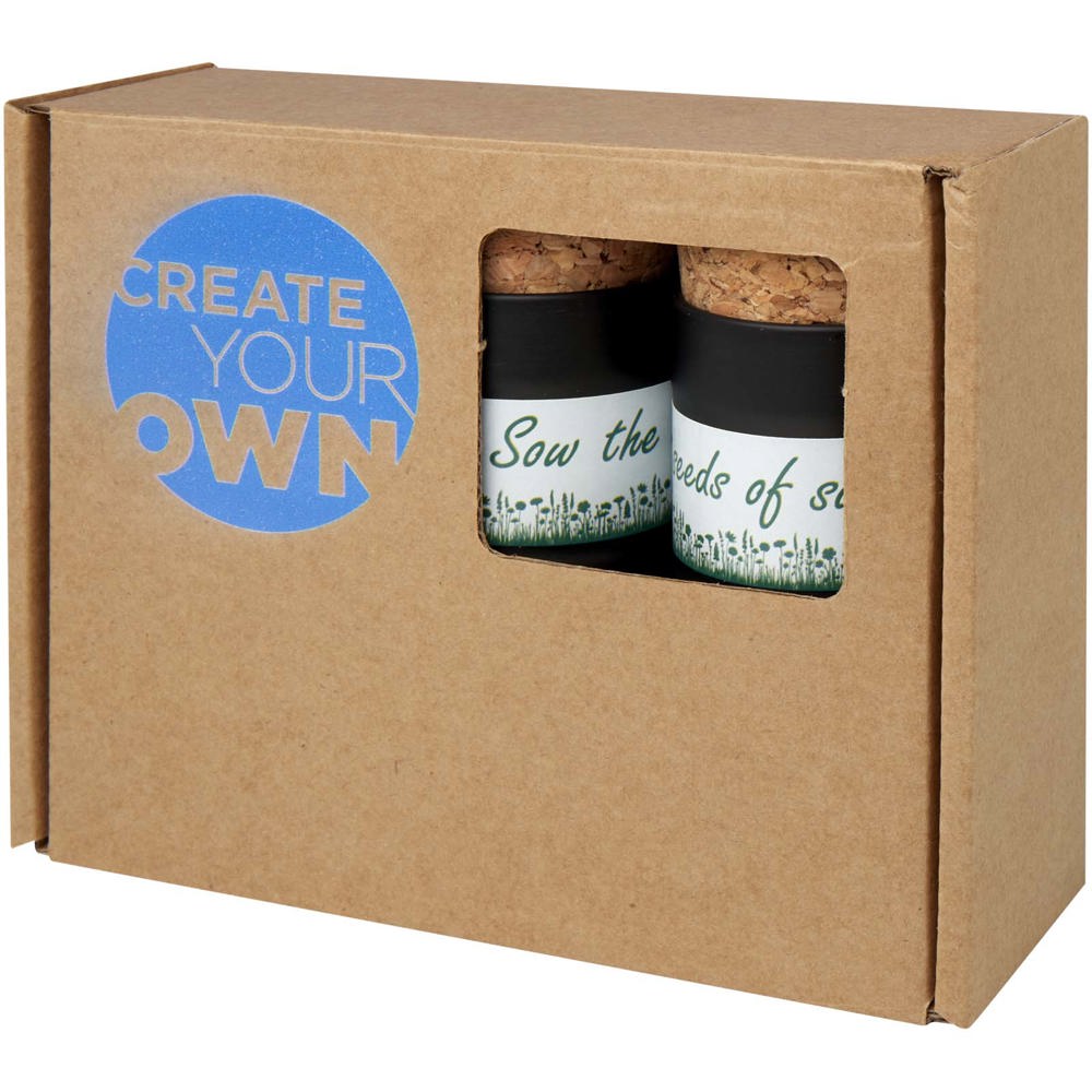 Hey Pots tuin voor op het bureau met kruidenmix, set van drie