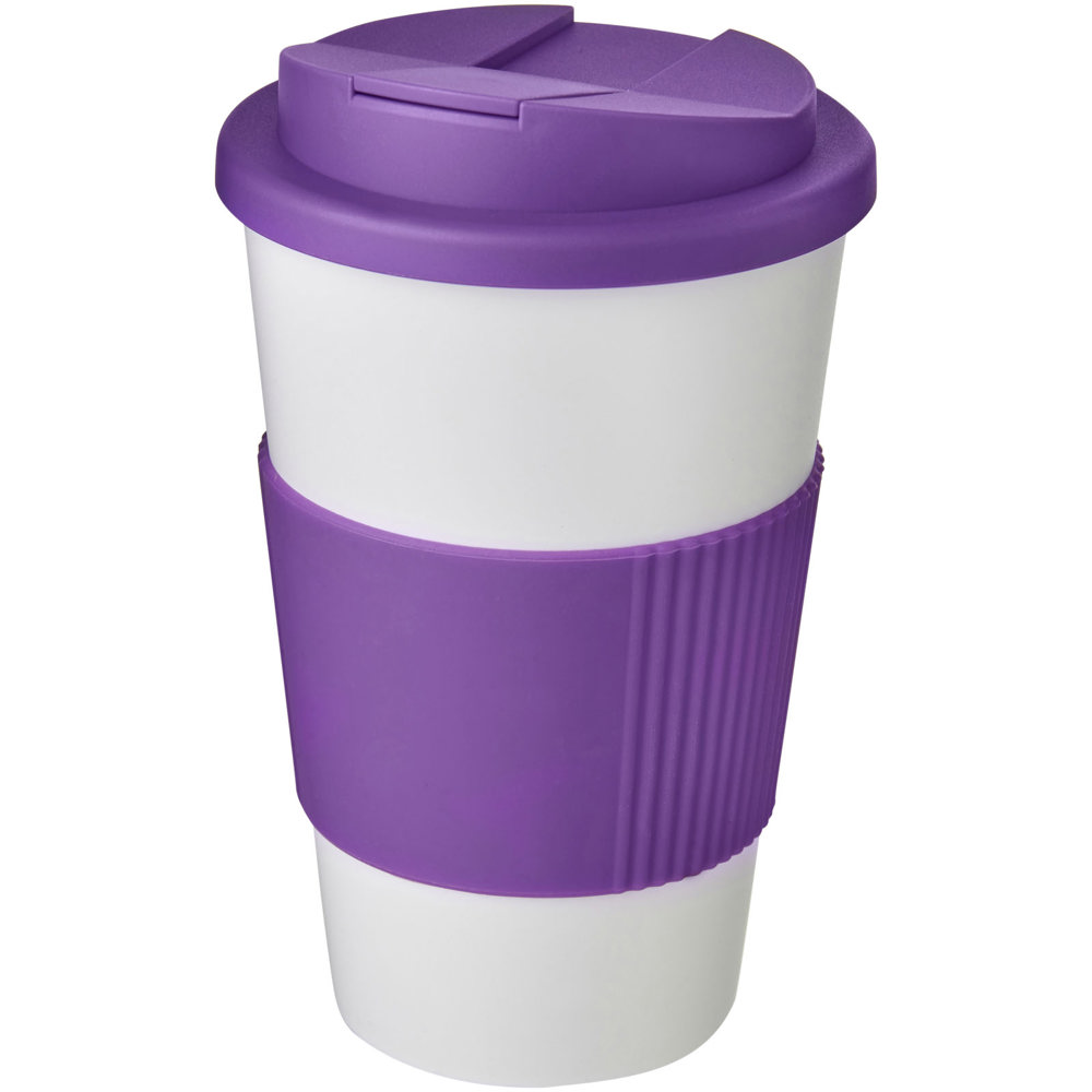 Americano® 350 ml geïsoleerde beker met handvat - Wit, Paars