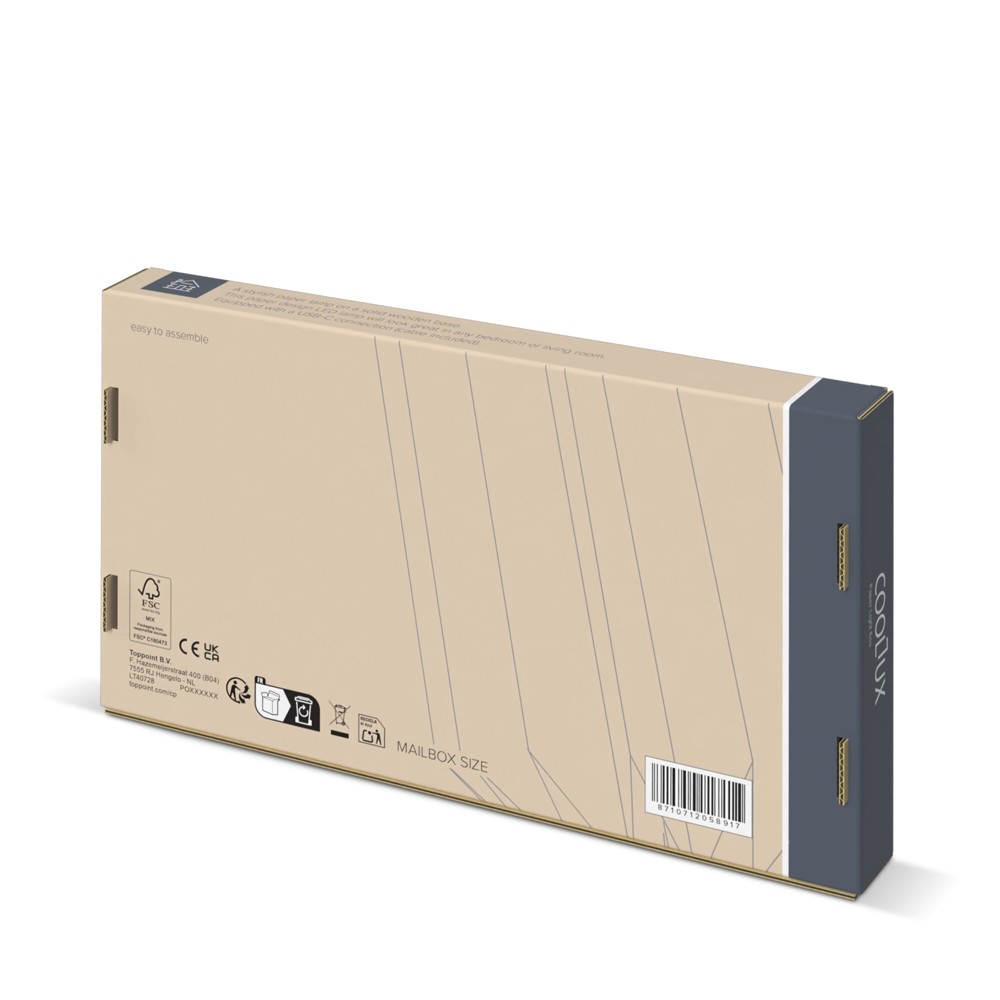 Coollux vouwbare papieren LED lamp Eos op houten voet, 25 cm (brievenbus doos)