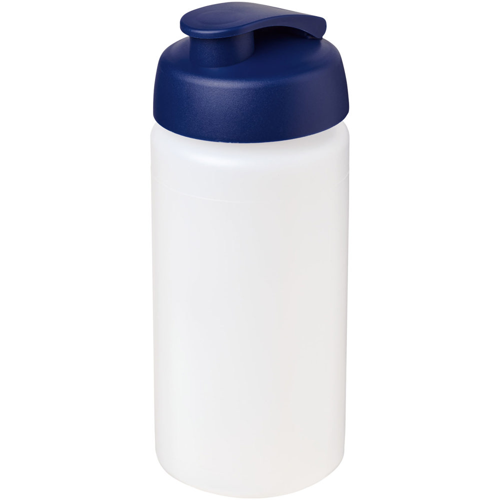 Baseline® Plus grip 500 ml sportfles met flipcapdeksel - Transparent, Blauw