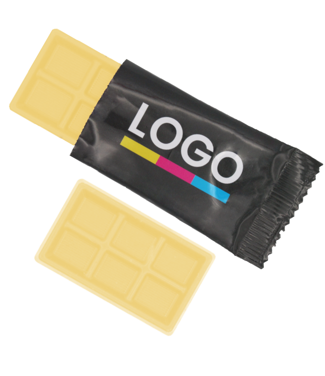 Witte chocolade tabletje in bedrukt folie
