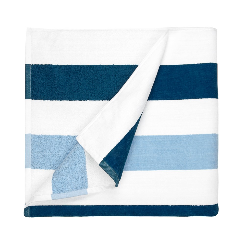 Beach Towel Stripe - Marineblauw/lichtblauw