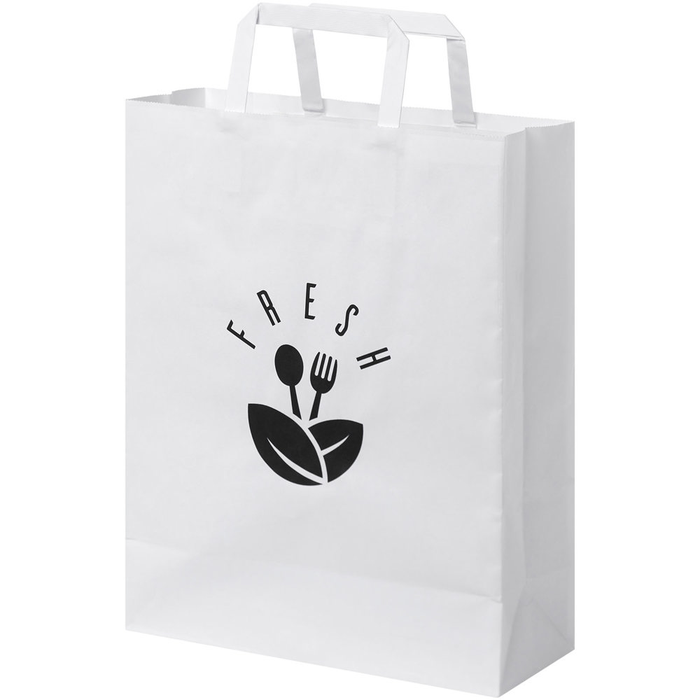 Papieren tas 80-90 g/m2 gemaakt van kraftpapier met platte handgrepen - 25 x 11 x 32 cm