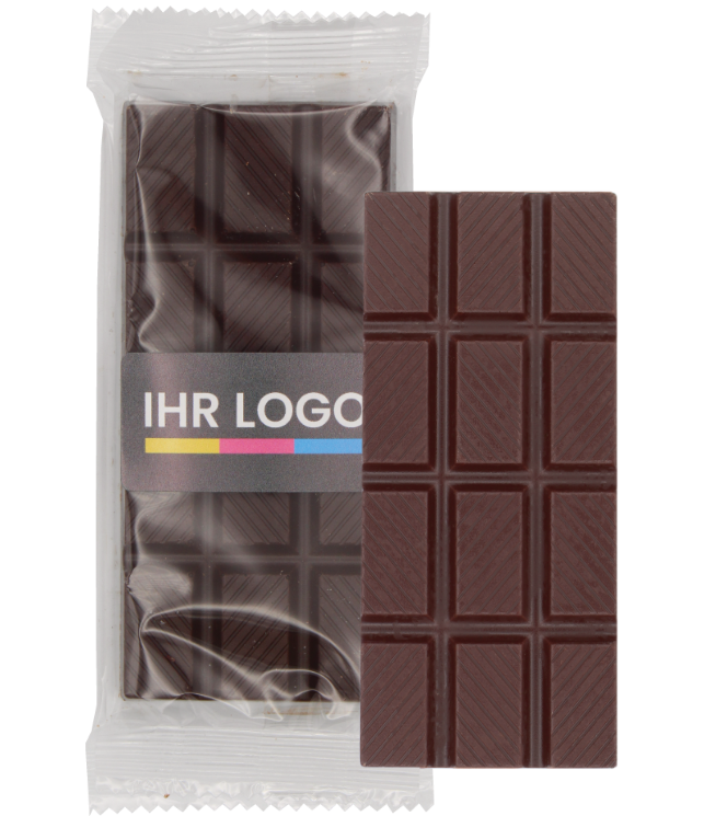 Chocolade 50gr. Zwarte chocolade met sticker