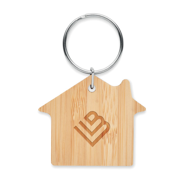 HOUSEBOO - Huisvorm bamboe sleutelhanger