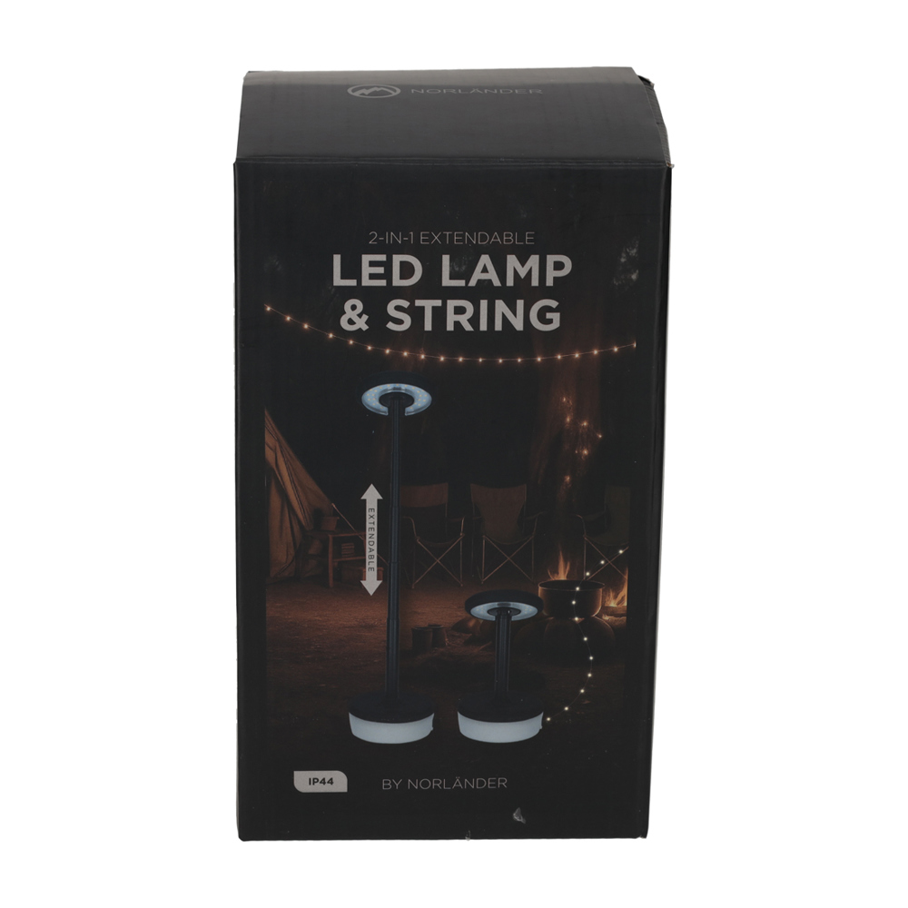 NORLÄNDER 2-in-1 Uitschuifbare LED Lamp & Slinger Zwart