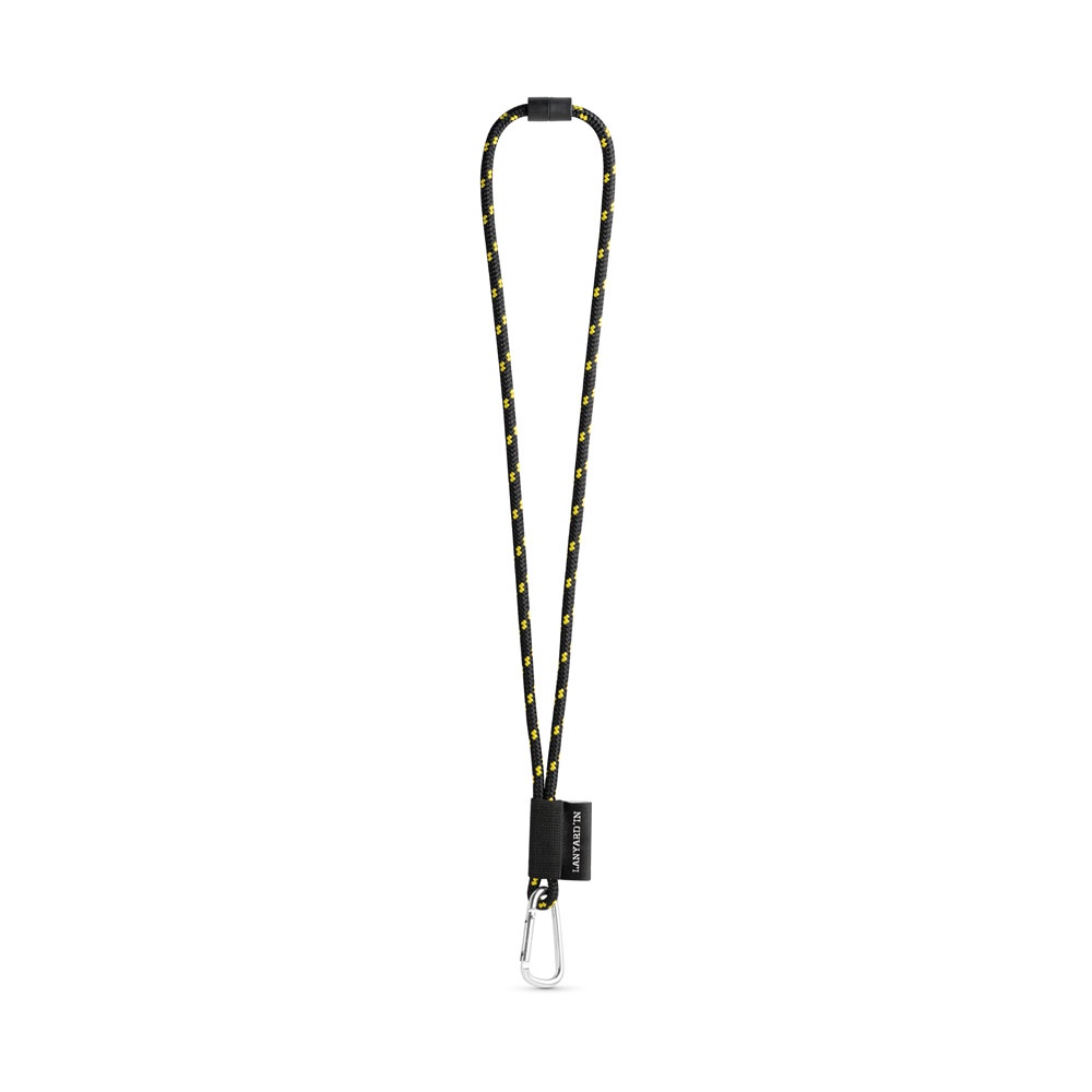 75091. SET Lanyard NAUTIC Lang (Ø 7 mm) met 55 mm D-vormige karabijnhaak en Ø 7 mm veiligheidssluiting - Zwart, Geel