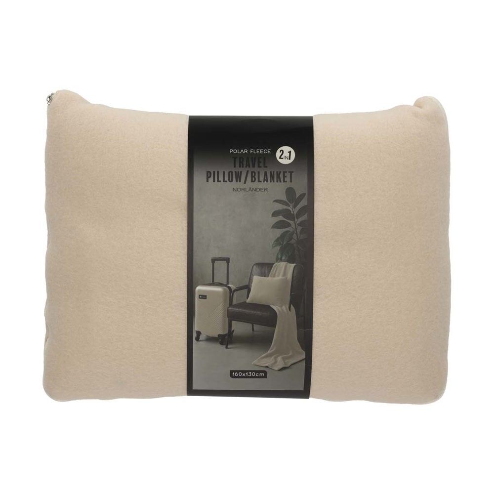 NORLÄNDER 2-in-1 Reis Kussen/Deken Beige