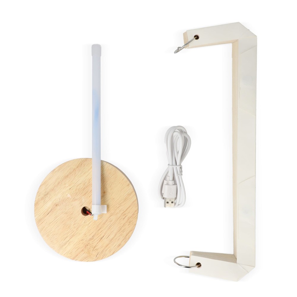 Coollux vouwbare papieren LED lamp Eos op houten voet, 25 cm (brievenbus doos)
