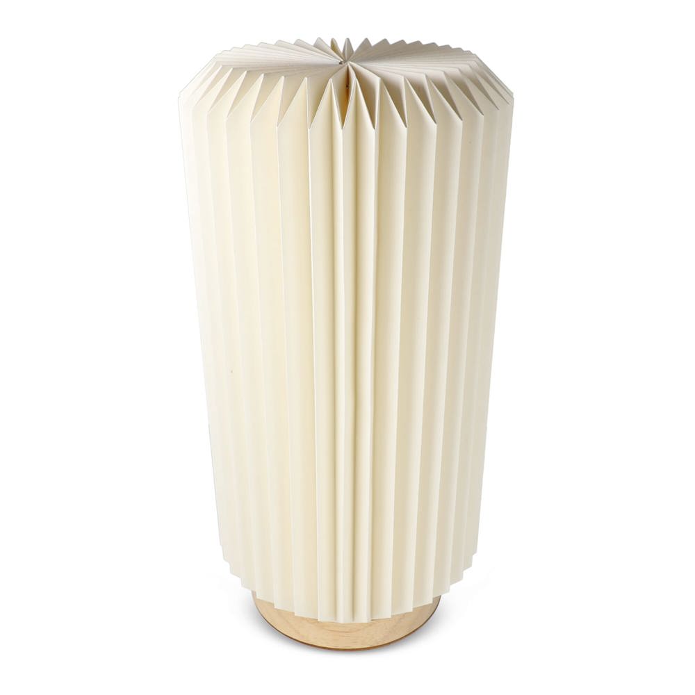 Coollux vouwbare papieren LED lamp Aurora Tall op houten voet, 32cm