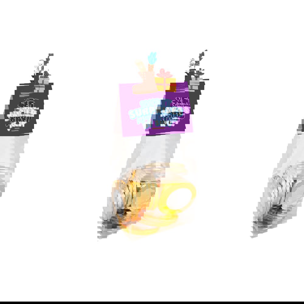 Blokzakje met kopkaartje in eigen vorm en 100 gram snoep