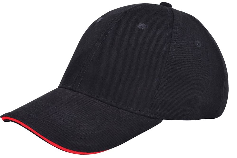 Brushed twill cap - Zwart (Black) / Rood