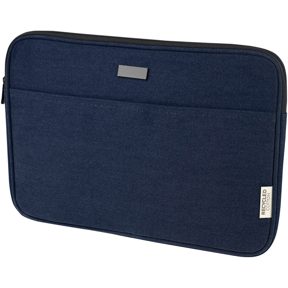 Joey 14 inch GRS gerecyclede canvas laptophoes, 2 l - Marineblauw