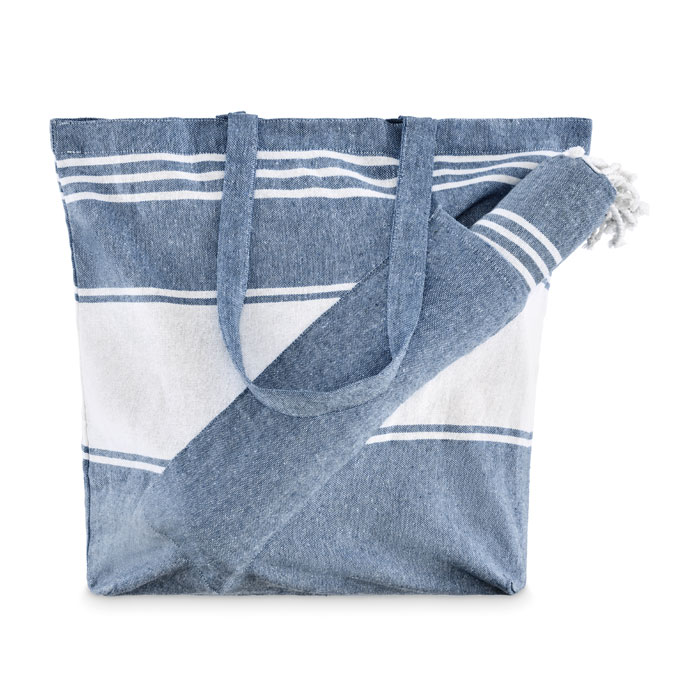 HUMMUM - Strandtas hamamdoek 50X14X38cm - Blauw