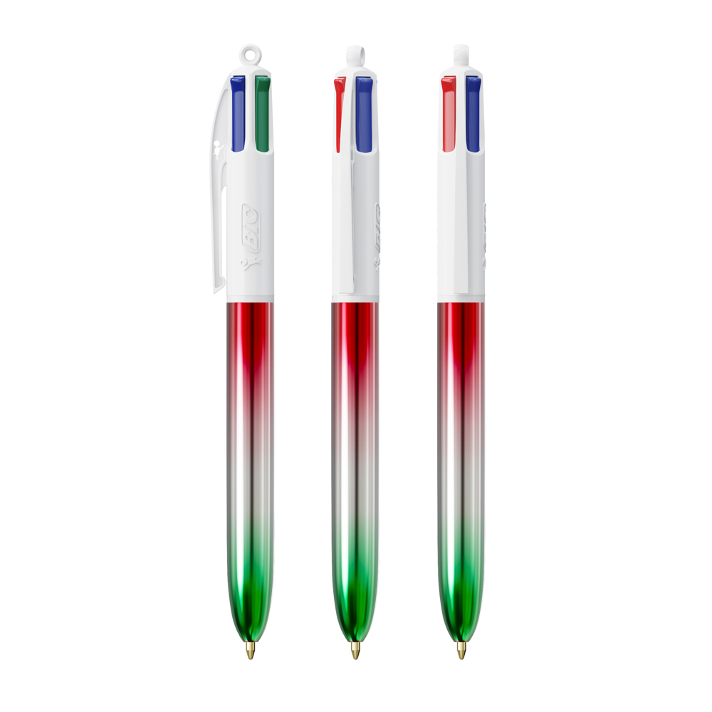 BIC® 4 Colours® Flags Collection - Rood - zilver - groen