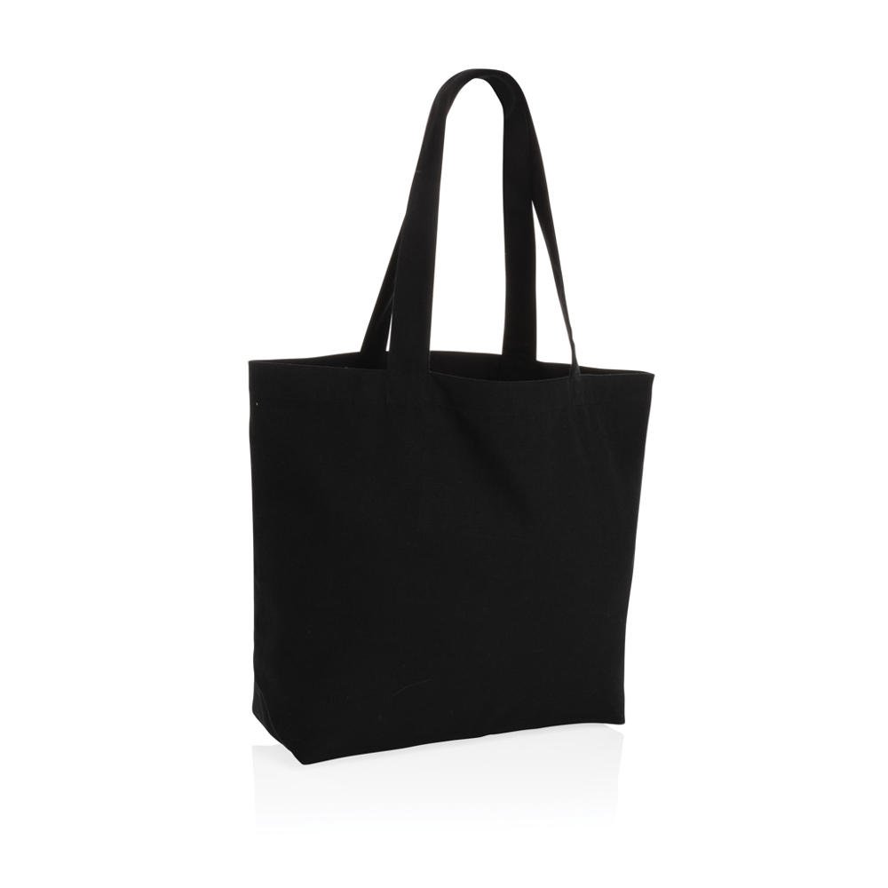 Impact Aware™ re-canvas shopper met vakje 240gsm ongeverfd - zwart (± PMS Black)