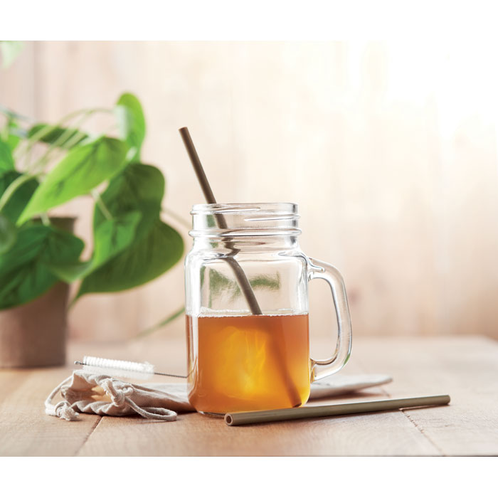 NATURAL STRAW - Bamboo rietjes en borstel set
