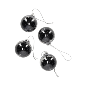 JENS Living Glitter Kerstballen Zwart /4